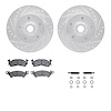 7312-47004 Drilled/Slotted Brake Rotor with 3000-Series Ceramic Brake Pads Kit & Hardware [Silver], 1969-1974 GM, Position: Fron - image 1