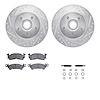 7312-47009 Drilled/Slotted Brake Rotor with 3000-Series Ceramic Brake Pads Kit & Hardware [Silver], 1969-1996 GM, Position: Fron - image 1