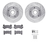 7312-47015 Drilled/Slotted Brake Rotor with 3000-Series Ceramic Brake Pads Kit & Hardware [Silver], 1982-1995 GM, Position: Fron - image 1