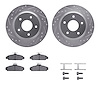 7312-47023 Drilled/Slotted Brake Rotor with 3000-Series Ceramic Brake Pads Kit & Hardware [Silver], 1984-1987 GM, Position: Fron - image 1