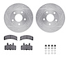 7312-47027 Drilled/Slotted Brake Rotor with 3000-Series Ceramic Brake Pads Kit & Hardware [Silver], 1990-1993 GM, Position: Fron - image 1