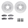7312-47028 Drilled/Slotted Brake Rotor with 3000-Series Ceramic Brake Pads Kit & Hardware [Silver], 1988-1996 GM, Position: Fron - image 1