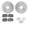 7312-47029 Drilled/Slotted Brake Rotor with 3000-Series Ceramic Brake Pads Kit & Hardware [Silver], 1988-1993 GM, Position: Fron - image 1