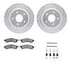 7312-47030 Drilled/Slotted Brake Rotor with 3000-Series Ceramic Brake Pads Kit & Hardware [Silver], 1988-1994 GM, Position: Fron - image 1