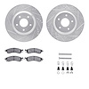 7312-47031 Drilled/Slotted Brake Rotor with 3000-Series Ceramic Brake Pads Kit & Hardware [Silver], 1988-1996 GM, Position: Fron - image 1