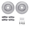 7312-47032 Drilled/Slotted Brake Rotor with 3000-Series Ceramic Brake Pads Kit & Hardware [Silver], 1985-1992 GM, Position: Fron - image 1