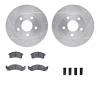 7312-47036 Drilled/Slotted Brake Rotor with 3000-Series Ceramic Brake Pads Kit & Hardware [Silver], 1991-1993 GM, Position: Fron - image 1