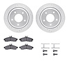 7312-47042 Drilled/Slotted Brake Rotor with 3000-Series Ceramic Brake Pads Kit & Hardware [Silver], 1994-1996 GM, Position: Rear - image 1