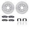 7312-47045 Drilled/Slotted Brake Rotor with 3000-Series Ceramic Brake Pads Kit & Hardware [Silver], 2004-2017 GM, Position: Fron - image 1
