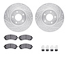 7312-47047 Drilled/Slotted Brake Rotor with 3000-Series Ceramic Brake Pads Kit & Hardware [Silver], 2001-2007 GM, Position: Fron - image 1