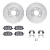 7312-47048 Drilled/Slotted Brake Rotor with 3000-Series Ceramic Brake Pads Kit & Hardware [Silver], 2007-2010 GM, Position: Fron - image 1