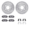 7312-47049 Drilled/Slotted Brake Rotor with 3000-Series Ceramic Brake Pads Kit & Hardware [Silver], 2004-2016 GM, Position: Rear - image 1