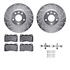7312-47050 Drilled/Slotted Brake Rotor with 3000-Series Ceramic Brake Pads Kit & Hardware [Silver], 2014-2019 GM, Position: Fron - image 1