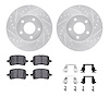 7312-47051 Drilled/Slotted Brake Rotor with 3000-Series Ceramic Brake Pads Kit & Hardware [Silver], 2004-2008 GM, Position: Fron - image 1