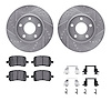 7312-47052 Drilled/Slotted Brake Rotor with 3000-Series Ceramic Brake Pads Kit & Hardware [Silver], 2006-2011 GM, Position: Fron - image 1
