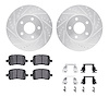 7312-47053 Drilled/Slotted Brake Rotor with 3000-Series Ceramic Brake Pads Kit & Hardware [Silver], 2008-2008 GM, Position: Fron - image 1
