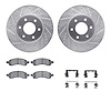 7312-47057 Drilled/Slotted Brake Rotor with 3000-Series Ceramic Brake Pads Kit & Hardware [Silver], 2006-2009 GM, Position: Fron - image 1