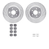 7312-47059 Drilled/Slotted Brake Rotor with 3000-Series Ceramic Brake Pads Kit & Hardware [Silver], 2006-2013 GM, Position: Rear - image 1