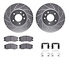 7312-47060 Drilled/Slotted Brake Rotor with 3000-Series Ceramic Brake Pads Kit & Hardware [Silver], 2007-2015 GM, Position: Fron - image 1