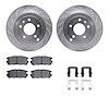 7312-47061 Drilled/Slotted Brake Rotor with 3000-Series Ceramic Brake Pads Kit & Hardware [Silver], 2007-2015 GM, Position: Rear - image 1