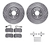 7312-47062 Drilled/Slotted Brake Rotor with 3000-Series Ceramic Brake Pads Kit & Hardware [Silver], 2007-2010 GM, Position: Fron - image 1