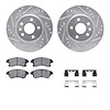 7312-47065 Drilled/Slotted Brake Rotor with 3000-Series Ceramic Brake Pads Kit & Hardware [Silver], 2011-2017 GM, Position: Fron - image 1