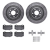 7312-47067 Drilled/Slotted Brake Rotor with 3000-Series Ceramic Brake Pads Kit & Hardware [Silver], 2014-2019 GM, Position: Rear - image 1