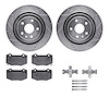 7312-47068 Drilled/Slotted Brake Rotor with 3000-Series Ceramic Brake Pads Kit & Hardware [Silver], Fits Select GM, Position: Re - image 1