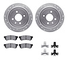 7312-47069 Drilled/Slotted Brake Rotor with 3000-Series Ceramic Brake Pads Kit & Hardware [Silver], 2014-2016 GM, Position: Rear - image 1