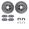 7312-47071 Drilled/Slotted Brake Rotor with 3000-Series Ceramic Brake Pads Kit & Hardware [Silver], Fits Select GM, Position: Fr - image 1