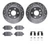 7312-47072 Drilled/Slotted Brake Rotor with 3000-Series Ceramic Brake Pads Kit & Hardware [Silver], Fits Select GM, Position: Re - image 1
