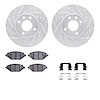 7312-47074 Drilled/Slotted Brake Rotor with 3000-Series Ceramic Brake Pads Kit & Hardware [Silver], Fits Select GM, Position: Fr - image 1