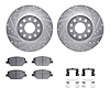7312-47076 Drilled/Slotted Brake Rotor with 3000-Series Ceramic Brake Pads Kit & Hardware [Silver], 2016-2020 GM, Position: Fron - image 1