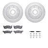 7312-48002 Drilled/Slotted Brake Rotor with 3000-Series Ceramic Brake Pads Kit & Hardware [Silver], 1971-1989 GM, Position: Fron - image 1