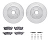 7312-48003 Drilled/Slotted Brake Rotor with 3000-Series Ceramic Brake Pads Kit & Hardware [Silver], 1983-1992 GM, Position: Fron - image 1