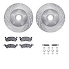 7312-48006 Drilled/Slotted Brake Rotor with 3000-Series Ceramic Brake Pads Kit & Hardware [Silver], 1993-1995 GM, Position: Fron - image 1