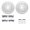 7312-48010 Drilled/Slotted Brake Rotor with 3000-Series Ceramic Brake Pads Kit & Hardware [Silver], 1978-1993 GM, Position: Fron - image 1