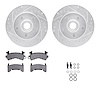 7312-48015 Drilled/Slotted Brake Rotor with 3000-Series Ceramic Brake Pads Kit & Hardware [Silver], 1991-2003 GM, Position: Fron - image 1
