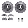 7312-48018 Drilled/Slotted Brake Rotor with 3000-Series Ceramic Brake Pads Kit & Hardware [Silver], 1988-1991 GM, Position: Fron - image 1
