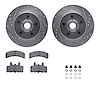 7312-48020 Drilled/Slotted Brake Rotor with 3000-Series Ceramic Brake Pads Kit & Hardware [Silver], 1988-1994 GM, Position: Fron - image 1