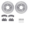 7312-48022 Drilled/Slotted Brake Rotor with 3000-Series Ceramic Brake Pads Kit & Hardware [Silver], 1990-2002 GM, Position: Fron - image 1