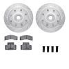 7312-48032 Drilled/Slotted Brake Rotor with 3000-Series Ceramic Brake Pads Kit & Hardware [Silver], 2001-2002 GM, Position: Fron - image 1