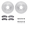 7312-48033 Drilled/Slotted Brake Rotor with 3000-Series Ceramic Brake Pads Kit & Hardware [Silver], 1997-2005 GM, Position: Fron - image 1