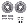 7312-48035 Drilled/Slotted Brake Rotor with 3000-Series Ceramic Brake Pads Kit & Hardware [Silver], 1998-2005 GM, Position: Rear - image 1