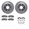 7312-48042 Drilled/Slotted Brake Rotor with 3000-Series Ceramic Brake Pads Kit & Hardware [Silver], 2003-2007 GM, Position: Rear - image 1