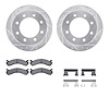 7312-48050 Drilled/Slotted Brake Rotor with 3000-Series Ceramic Brake Pads Kit & Hardware [Silver], 2001-2010 GM, Position: Rear - image 1