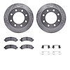 7312-48051 Drilled/Slotted Brake Rotor with 3000-Series Ceramic Brake Pads Kit & Hardware [Silver], 2003-2020 GM, Position: Rear - image 1