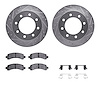 7312-48052 Drilled/Slotted Brake Rotor with 3000-Series Ceramic Brake Pads Kit & Hardware [Silver], 2003-2020 GM, Position: Rear - image 1