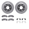 7312-48054 Drilled/Slotted Brake Rotor with 3000-Series Ceramic Brake Pads Kit & Hardware [Silver], 2002-2014 GM, Position: Rear - image 1