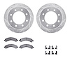 7312-48055 Drilled/Slotted Brake Rotor with 3000-Series Ceramic Brake Pads Kit & Hardware [Silver], 2003-2008 GM, Position: Rear - image 1